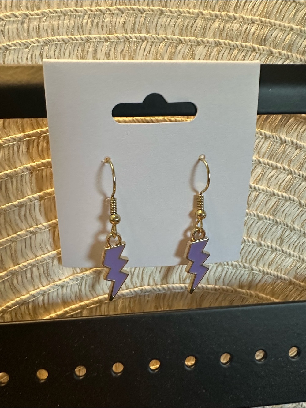 Purple Lightning Bolt Dangle Earrings